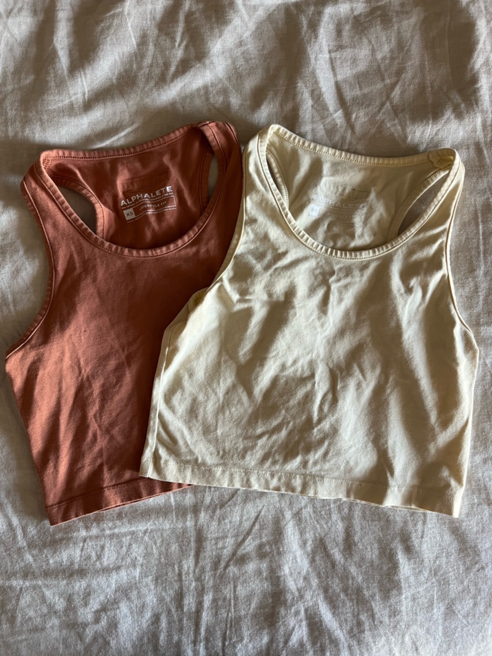 Alphalete Rust & Cream Crop Tank Tops